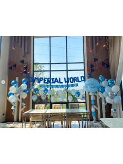 เซทลูกโป่งแสดงความยินดี ขนาด 36นิ้ว 1ใบ + ช่อลูกโป่ง 7ลูก 4ช่อ +ลูกโป่งอย่างล่ะตุ้ม 17ใบ + ป้ายธงตัวอักษร + ลูกโป่งฟอยล์ตัวอักษร โทนสี น้ำเงิน ฟ้า เงิน