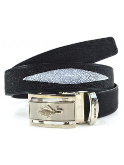 เข็มขัดหนังปลากระเบนแท้ สีดำ