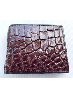 กระเป๋าสตางค์หนังจระเข้แท้ ส่วนขา สีน้ำตาล