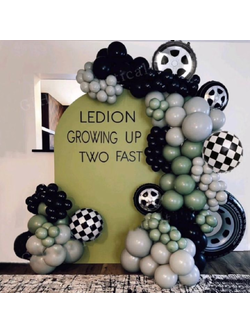 เซทแบลคดรอปวันเกิด ตรีมรถแข่ง โทนสีเขียว