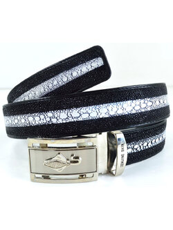 เข็มขัดหนังปลากระเบนแท้ สีดำ