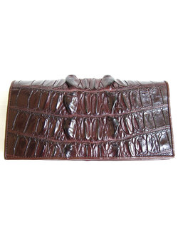 กระเป๋าสตางค์หนังจระเข้แท้ 2พับยาว ส่วนหาง สีน้ำตาล