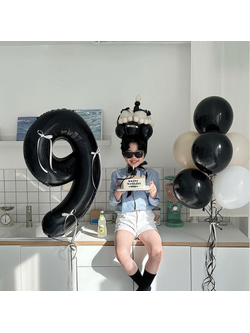 เซทลูกโป่งวันเกิด หัวใจขนาด 18นิ้ว + ช่อลูกโป่ง 7ลูก 1ช่อ + ลูกโป่งฟอยล์ตัวเลข ขนาด 40นิ้ว 1ตัว + ลูกโป่งเค้ก 1อัน โทนสีแซน ดำ