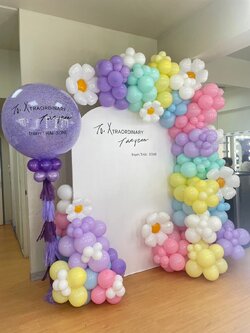 แบลคดรอปวันเกิด โทนสีพาสเทล + ลูกโป่งข้อความ ขนาด36นิ้ว 1ใบ