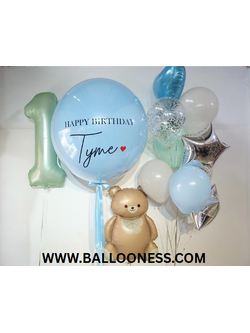 เซทลูกโป่งวันเกิดเด็ก ขนาด 36นิ้ว + ช่อลูกโป่งดาวหัวใจ ขนาด18นิ้ว 1ช่อ + ลูกโป่งฟอยล์ตัวเลข ขนาด 40นิ้ว 1ตัว + ลูกโป่งฟอยลืหมี 1ตัว