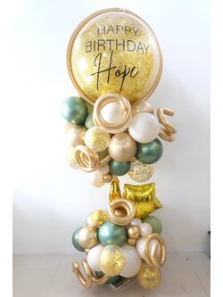 เสาตั้งลูกโป่งวันเกิดพร้อมตกแต่ง โทนสีทอง