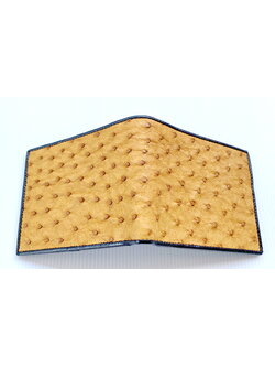 กระเป๋าสตางค์หนังนกกระจอกเทศแท้ สีน้ำตาลแทน แบบสั้นUS