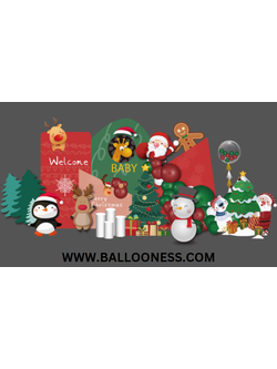 ฉากลูกโป่งคริสต์มาส พร้อมของตกแต่ง น่ารักๆ Christmas Backdrop Balloon