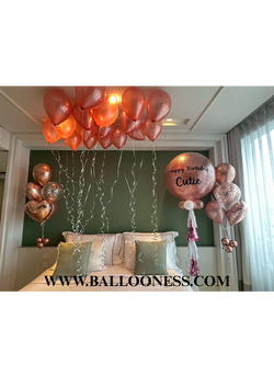 เซทลูกโป่งวันเกิด ขนาด 36นิ้ว 1ลูก + ช่อลูกโป่งหัวใจ 5ลูก 2ช่อ + ลูกโป่งปล่อยลอย 20ใบ โทนโรสโกล