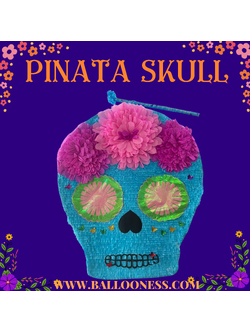 พินาต้า หัวกระโหลก / Pinata Skull Dia da los muertos พร้อมไม้ตี (ไม่มีขนม)