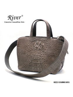 กระเป๋าถือหนังจระเข้แท้ ส่วนโหนก สีทรูป