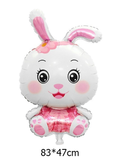 กระต่ายตาโตสีชมพู / Pink Rabbit Big Eye Foil Balloon