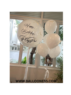 เซทลูกโป่งวันเกิด โทนสีขาว ขนาด 36นิ้ว 1ใบ + ช่อลูกโป่ง 5ลูก 1ช่อ