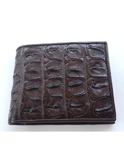 กระเป๋าสตางค์หนังจระเข้แท้ ส่วนกระดูก สีน้ำตาล