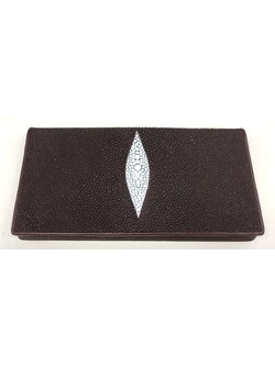 กระเป๋าสตางค์หนังปลากระเบนแท้1ตา 2พับยาว สีน้ำตาล