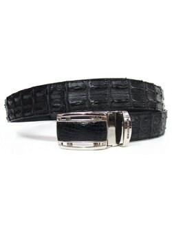 เข็มขัดหนังจระเข้แท้ ส่วนกระดูกคู่ สีดำ