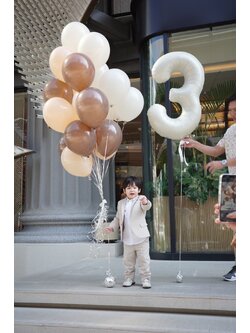 เซทช่อลูกโป่ง 20ใบ โทนสีน้ำตาล + ลูกโป่งฟอยล์ตัวเลข ขนาด 40นิ้ว 1ตัว