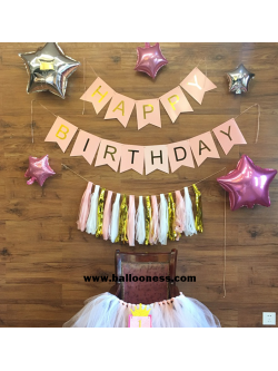 ป้ายวันเกิด HAPPY BIRTHDAY ขนาดใหญ่ สีพิ้งค์โกล