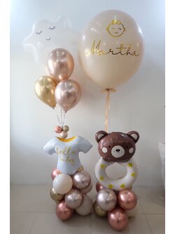 เซทลูกโป่งเด็กแรกเกิด ขนาด 36นิ้ว 1ใบ + ช่อลูกโป่งก้อนเมฆ 5ลูก 1ช่อ + ฐานตั้งลูกโป่งฟอยล์ 2ฐาน