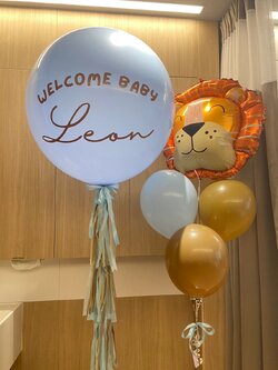 เซทลูกโป่งต้อนรับเด้กแรกเกิด ขนาด 36นิ้ว 1ใบ + ช่อลูกโป่งหัวสิงโต 5ลูก 1ช่อ
