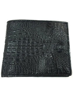 กระเป๋าสตางค์หนังจระเข้แท้ ส่วนโหนก สีดำ