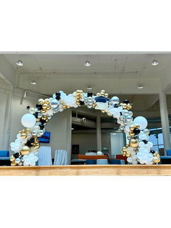 เซทลูกโป่งซุ้มโค้ง เปิดเทอม โทนสีเงิน ทอง ขาว ดำ