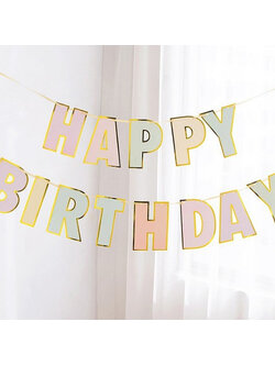 ป้าย Happy Birthday สีพาสเทล