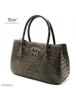 กระเป๋าถือหนังจระเข้แท้ ส่วนกระดูก สีทรูป