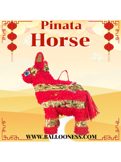 พินาต้า ม้าแดง / Pinata Horse พร้อมไม้ตี (ไม่มีขนม)