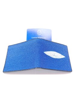 กระเป๋าสตางค์หนังปลากระเบนแท้1ตา แบบสั้น สีฟ้า