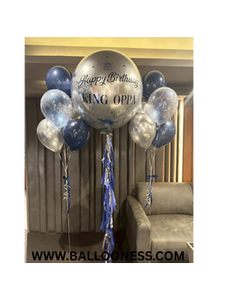 เซทลูกโป่งวันเกิด ขนาด 36นิ้ว 1ใบ + ช่อลูกโป่ง 5ลูก 2ช่อ โทนสี กรม เงิน