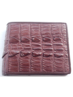 กระเป๋าสตางค์หนังจระเข้แท้ ส่วนหาง สีน้ำตาล