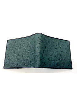 กระเป๋าสตางค์หนังนกกระจอกเทศแท้ สีเขียว แบบสั้นUS