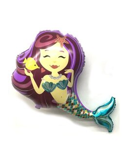 ฟอยล์นางเงือกผมม่วง / Purple Mermaid foil Balloon
