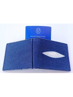 กระเป๋าสตางค์หนังปลากระเบนแท้1ตา แบบสั้น สีน้ำเงิน