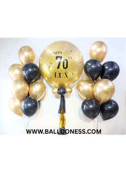 เซทลูกโป่งวันเกิด ขนาด 36นิ้ว + ช่อลูกโป่ง 10ลูก 2ช่อ โทนสีทองดำ