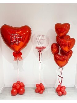 เซทลูกโป่งวาเลนไทน์ บับเบิ้ลขนาด 24นิ้ 1ใบ + ช่อลูกโป่งฟอยล์หัวใจ 24นิ้ว 6ใบ + ลูกโป่งฟอยล์หัวใจ ขนาด 36นิ้ว 1ใบ โทนสีแดง