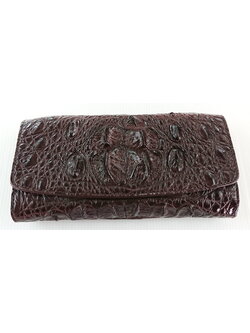 กระเป๋าสตางค์หนังจระเข้แท้ 3พับยาว ส่วนโหนก สีน้ำตาล