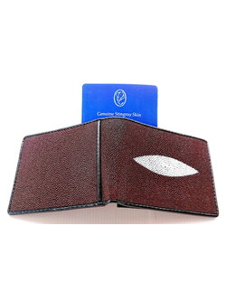 กระเป๋าสตางค์หนังปลากระเบนแท้1ตา แบบสั้น สีน้ำตาล