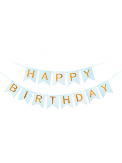 Happy birthday ขนาดเล็ก สีฟ้า / ฺBlue birthday banner