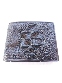 กระเป๋าสตางค์หนังจระเข้แท้ ส่วนโหนก สีดำ