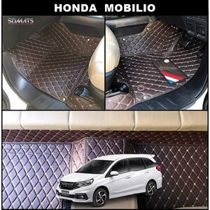 พรมปูพื้นรถยนต์ 6D HONDA MOBILIO (7ที่นั่ง) พรม6D QX สวยงาม รวมแผ่นท้าย ตรงรุ่นรถ 5ชิ้น