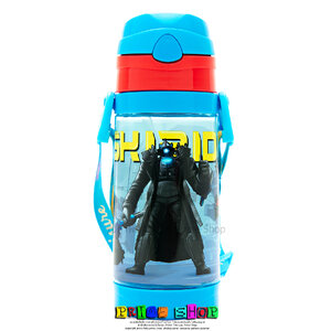 กระติกน้ำแบบหลอดดูด มีสายสะพาย ลาย Skibidi Toilet (ฟ้า)