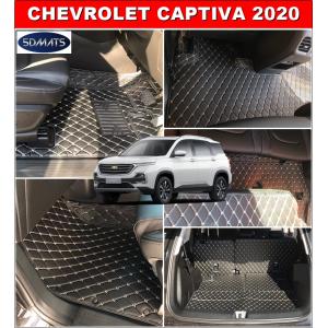 พรมปูพื้นรถยนต์CHEVROLET CAPTIVA 2020 พรม6D สีดำด้ายครีม เต็มคัน เข้ารูป100% st
