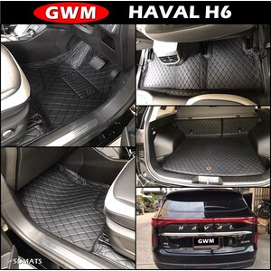 พรมปูพื้นรถยนต์ 6D GWM HAVAL H6 พรม6D เกรดA รวมแผ่นท้าย ปิดเบาะ เต็มคัน 6ชิ้น