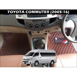 พรมปูพื้นรถยนต์6D TOYOTA COMMUTER 2005-16 (เฉพาะชิ้นหน้ารถ) พรมหนัง6D QX สวยงาม เข้ารูป1ชิ้น