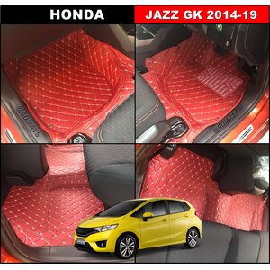 พรมปูพื้นรถยนต์ 6D HONDA JAZZ GK (2014-19) พรมหนัง6D เกรดA เต็มคัน 3ชิ้น