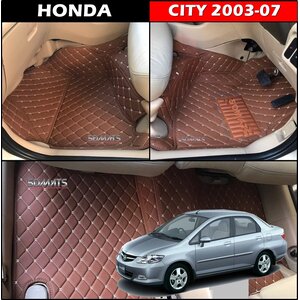 พรมปูพื้นรถยนต์6D HONDA CITY 2003-07 พรมหนัง6D เกรด หนานุ่ม เต็มคัน 3ชิ้น