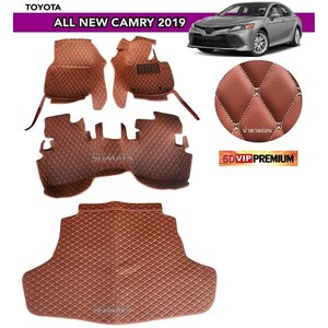 พรมปูพื้นรถยนต์6D TOYOTA CAMRY 2019-2024 สีน้ำตาล พรม6D QJ VIP หนาพิเศษ เต็มคัน รวมแผ่นท้าย