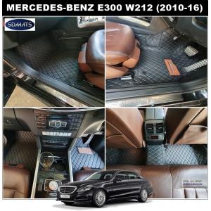พรมปูพื้นรถยนต์6D BENZ E-CLASS W212 (ปี2010-16) สีดำ พรม6DหนังPUแท้ หนานุ่มพิเศษ เต็มคัน 3ชิ้น